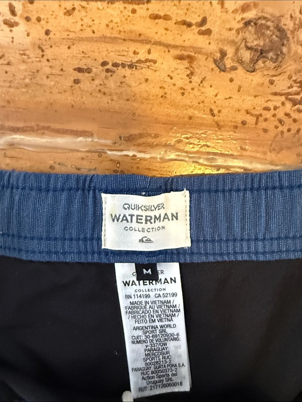 Quiksilver waterman Large Men's Navy Striped Swim Shorts - Classic Beach Trunks